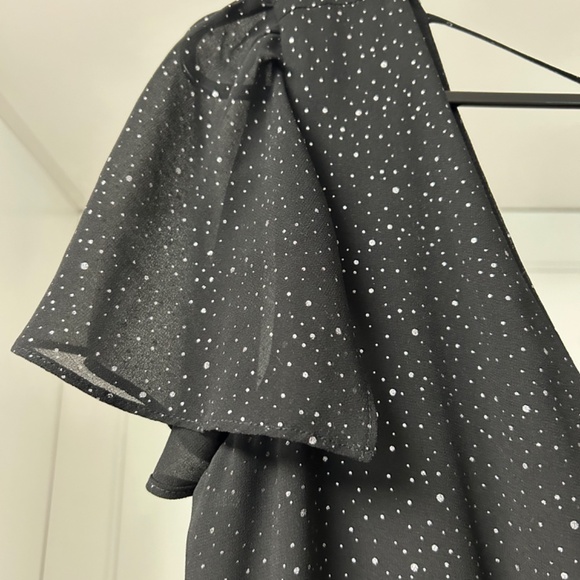 RW&Co Black Dress US 12 Silver Polka dots - Picture 5 of 11